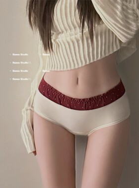 日系内裤女式纯棉抗菌裆高级新款中腰纯欲红色本命年少女三角底裤
