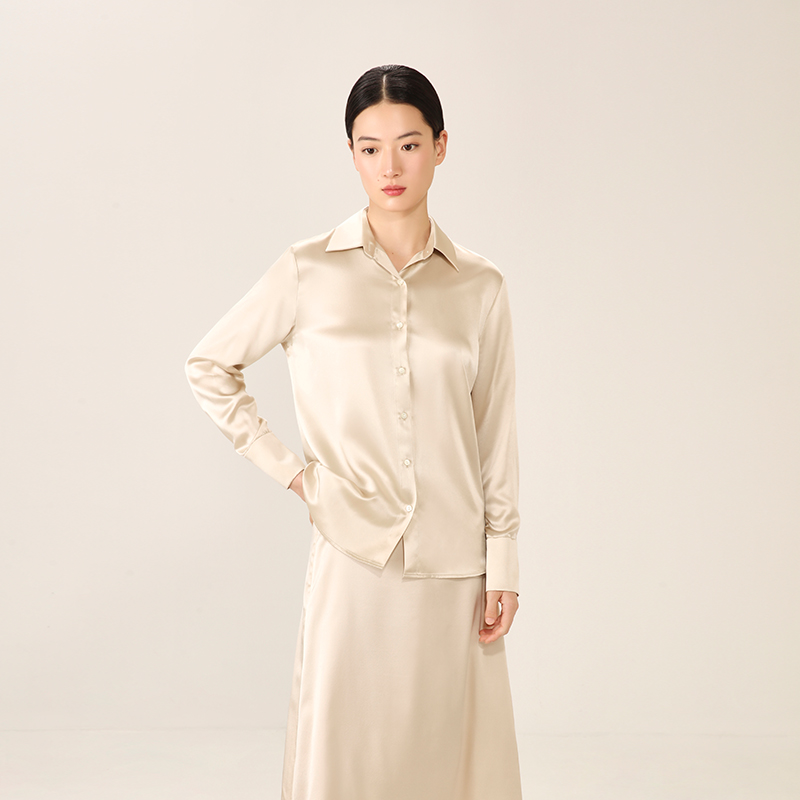 夏季女士真丝衬衫通勤长袖