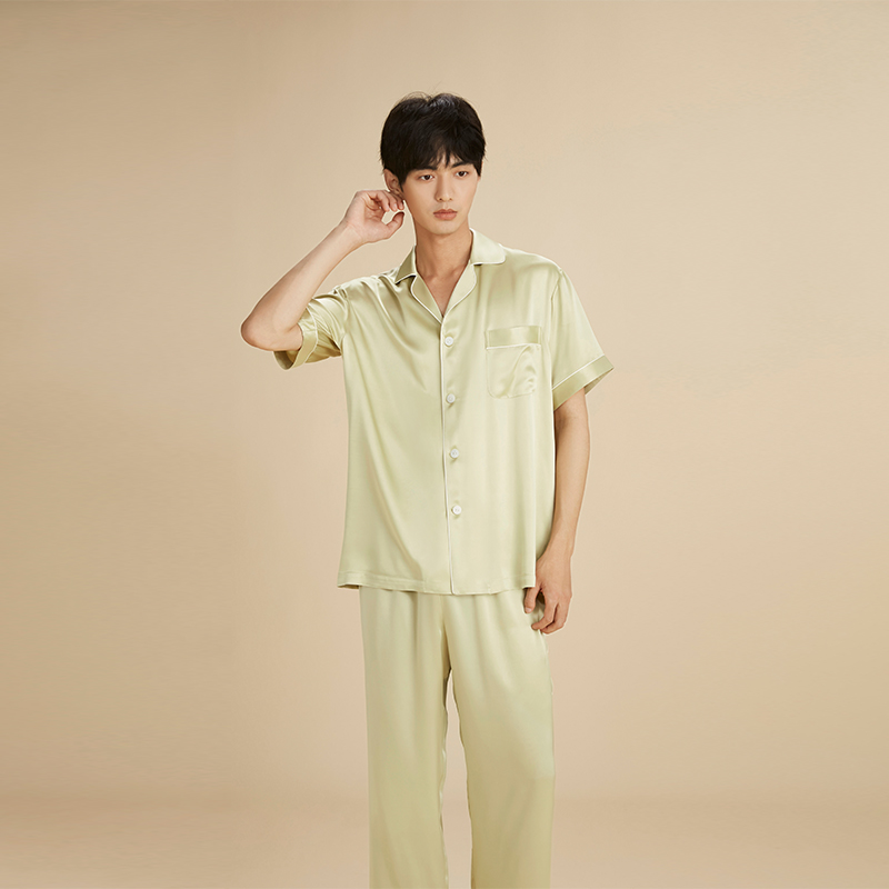 乃丝男夏季100%桑蚕丝真丝睡衣