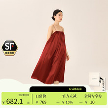 SLKMRKT乃丝真丝睡裙性感吊带连衣裙睡衣红色桑蚕丝家居服女夏季