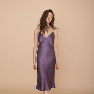 SLKMRKT乃丝真丝吊带V领春秋性感睡裙桑蚕丝女19姆米气质居家睡衣