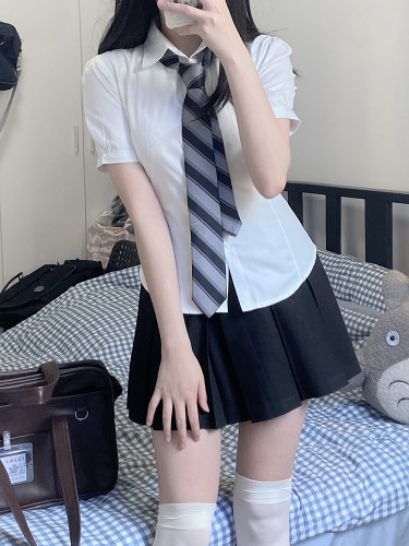 LF原创修身绑带收腰JK衬衫百搭