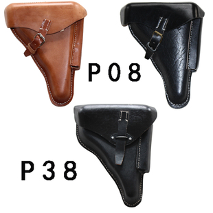 二战时期德军毛瑟鲁格P08枪套瓦尔特P38牛皮枪套腰间影视表演收藏