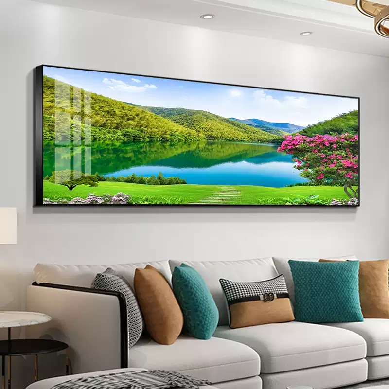 绿色山水客厅装饰画沙发背景墙画田园风景画餐厅卧室挂画阳光树林