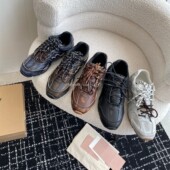 真皮擦色做旧运动鞋 男女阿甘联名德训鞋 双色鞋 新款 带复古老爹鞋 潮