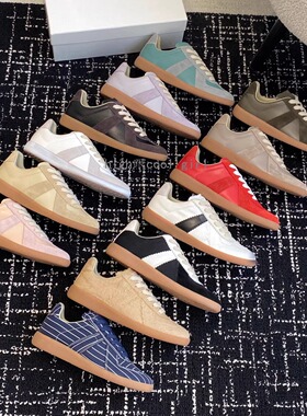 高定小众真皮拼色复古德训鞋新款男女休闲百搭运动板鞋情侣小白鞋