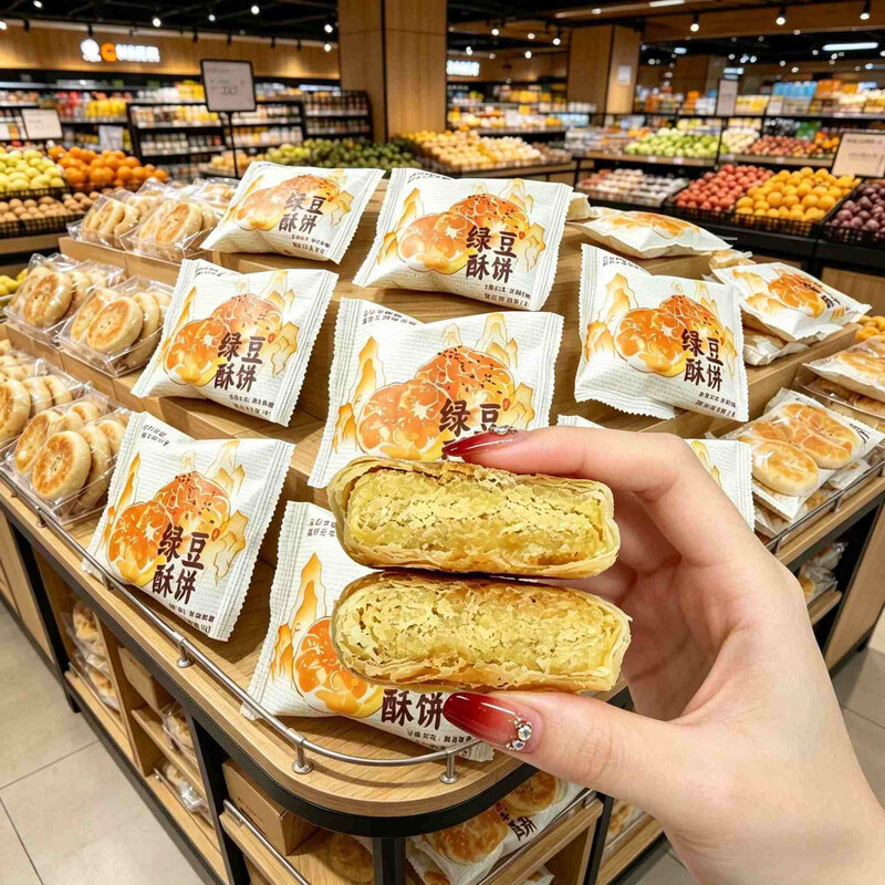 绿豆酥饼传统糕点下午茶点心办公室解馋休闲儿时整箱独立包装