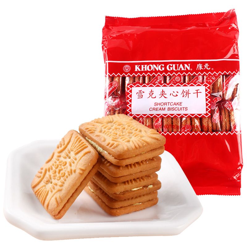 康元雪克饼干600g夹心柠檬夹心老式饼干提子怀旧童年小吃包装整箱