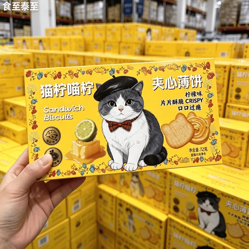 猫柠喵柠夹心薄饼香水柠檬味独立包装追剧学生办公室下午茶小零食