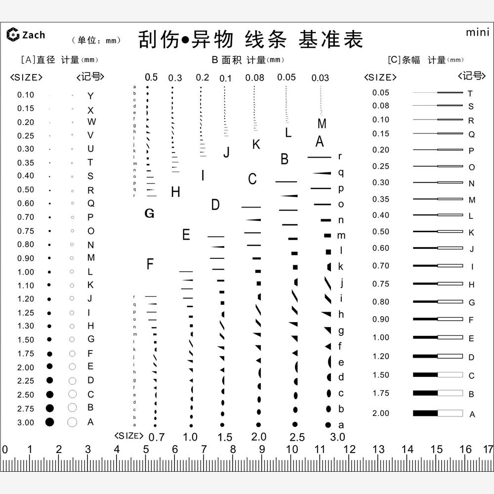 量具A4菲林片污点卡标准点线规菲林尺比对卡外观检验刮伤异物卡多