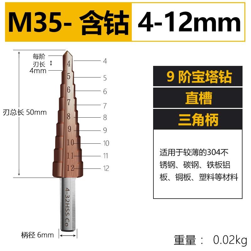 德国精工宝塔钻头高硬度钨钢不锈钢专用打孔扩孔开孔器金属钻阶梯