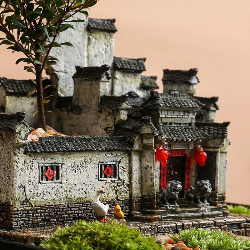 徽派建筑创意花盆摆件