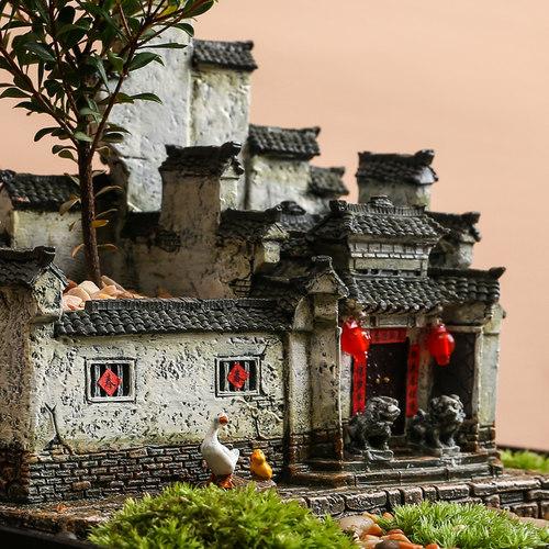 徽派建筑创意花盆摆件
