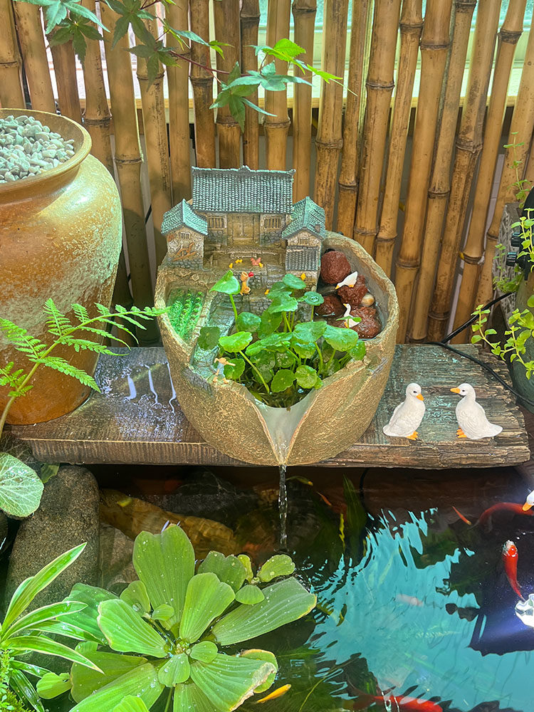 花园庭院造景古法养鱼循环水过滤器石槽生态鱼缸流水罐仿陶罐瓦罐