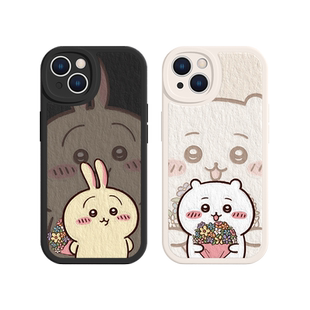适用chiikawa苹果15pro手机壳iPhone16e吉伊17卡哇14promax花朵13情侣11油画12mini乌萨奇8/7小八plus硅胶xr