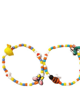 小黄鸭蜜蜂蝴蝶手工串珠琉璃手链