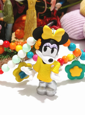 米妮米老鼠吊坠彩色糖果珠子项链