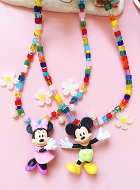 米奇米妮米老鼠彩色水晶串珠项链