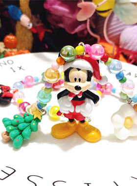 圣诞米奇米老鼠彩色糖果珠子项链