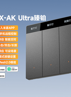 平头熊AKUltra臻铂 智能屏显开关mesh2.0超薄小爱语音控制面板PTX