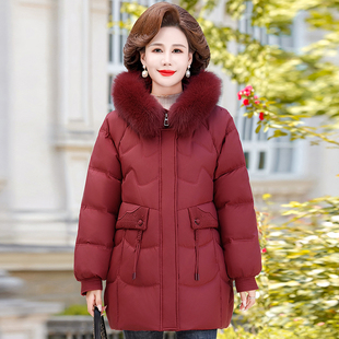 2025冬季新款中年妈妈羽绒服女中长款北方奶奶加厚中老年外套上衣
