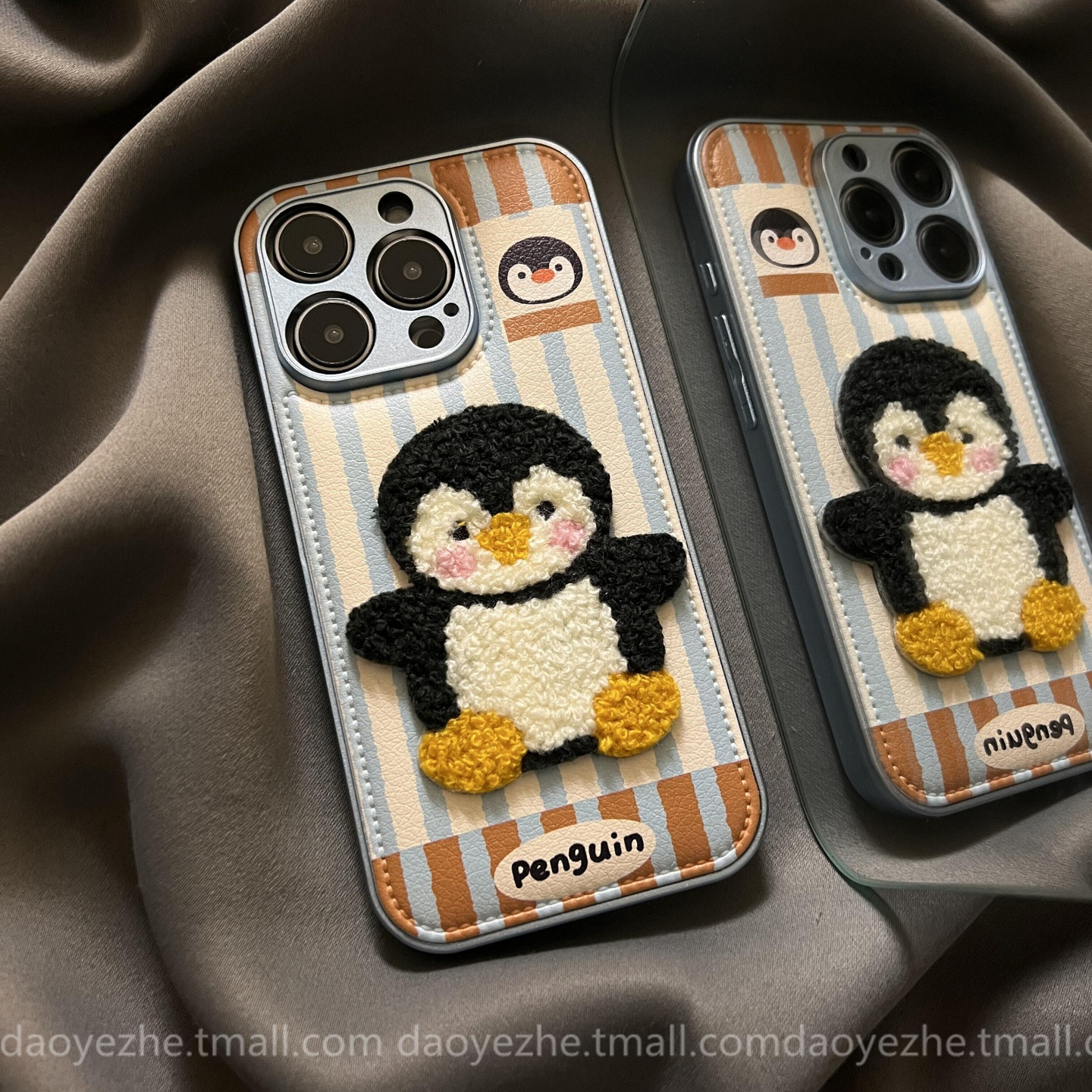 皮纹条纹企鹅oppoReno14手机壳FindX9/X8S+新款Reno13/11皮质Reno9/8pro小众可爱女7/6硅胶全包防摔10保护套