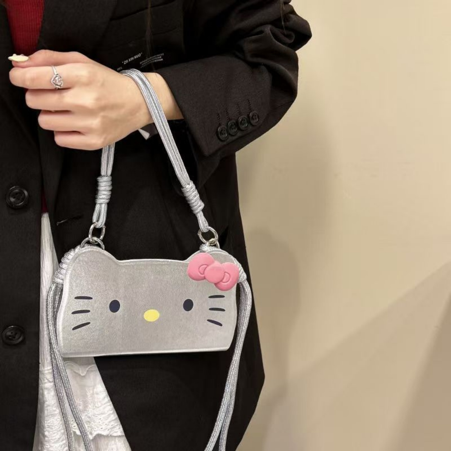 银色可爱KT猫翻盖皮套vivoX300手机壳S30卡通X200S新款X100插卡S19/S17支架X90创意S18挂绳S20防摔S16pro全包