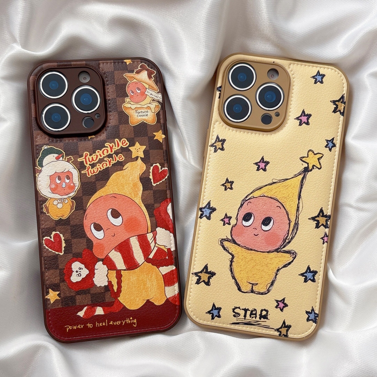 皮纹棕格星星人oppoReno14手机壳FindX9/X8S+新款Reno13/11皮质Reno9/8pro小众可爱7女6硅胶全包防摔10保护套