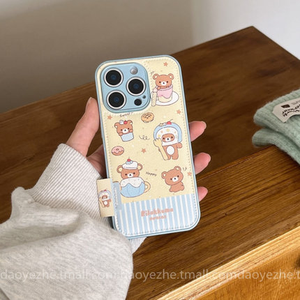 秋冬皮纹可爱甜品小熊oppoReno15手机壳FindX9/X8S+新款Reno14/13小众皮质Reno11可爱女7/10硅胶pro全包防摔