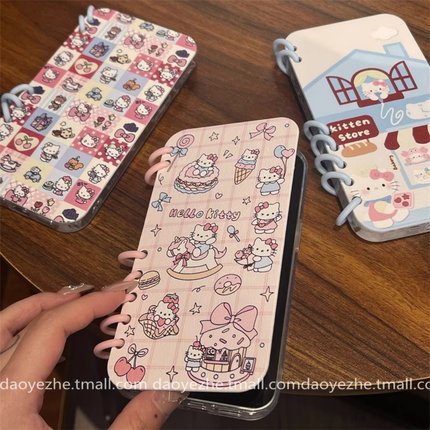 可爱满屏KT猫翻盖笔记本oppoReno15手机壳FindX9新款Reno14/13卡通创意书本壳FindX8S+防摔X7支架12/9pro女款