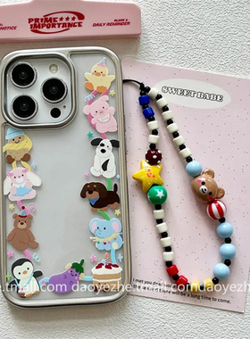 透明可爱小动物手链oppoReno13手机壳Reno12/11新款电镀FindX8防摔Reno10/9创意7小众6硅胶8pro+全包男女软壳