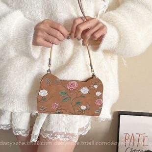 玫瑰适用华为mate70手机壳Pura80棕色翻盖皮套P60插卡nova14斜跨挂绳13荣耀400折叠支架P50e创意12 11女90pro