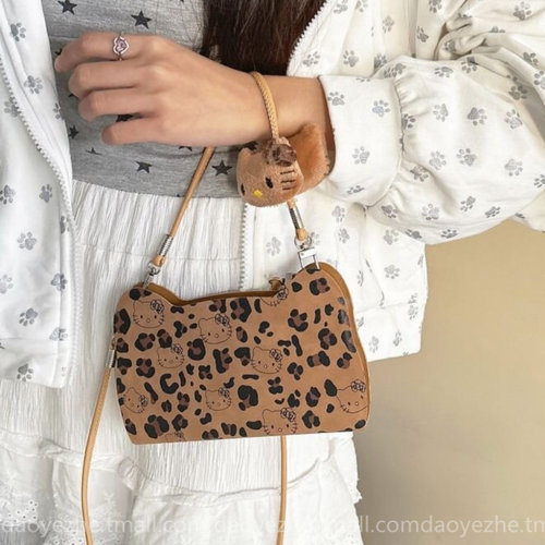 豹纹KT猫棕色翻盖皮套适用小米17手机壳K90/15新款K80斜跨挂绳note14创意K70支架13红米Turbo4女12X可插卡pro