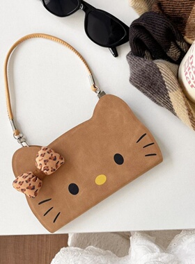 蝴蝶结凯蒂猫翻盖皮套适用小米17promax手机壳K90/15棕色新款K80挂绳note14创意K70支架红米Turbo4女13插卡60