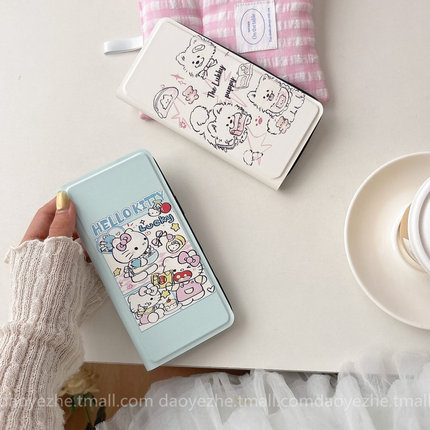 薯片KT猫磁吸翻盖皮套适用oppoReno14手机壳FindX8S+新款Reno13/12折叠支架Reno11/10防摔9卡通7带卡包女8pro