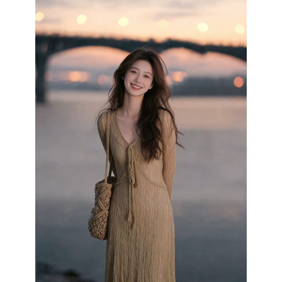 长袖修身秋冬季2026新款御姐v领高级包臀连衣裙长裙子女蕾丝收腰