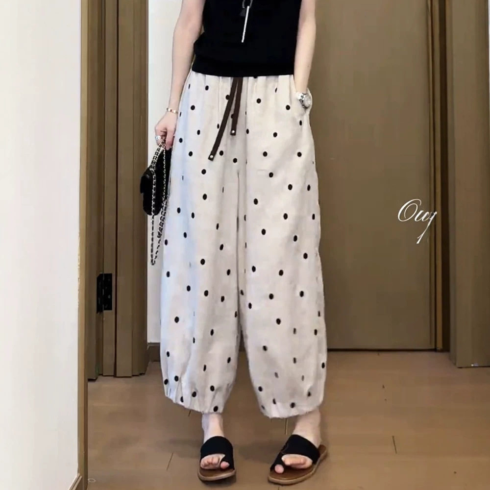 韩系波点哈伦裤女夏季202