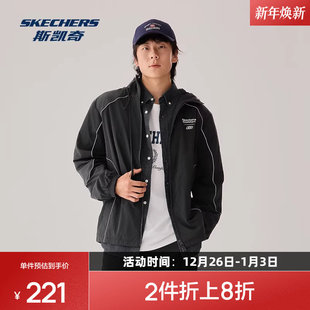 斯凯奇男女款外套2025秋冬季科技棉保暖连帽宽松防泼水轻量外套