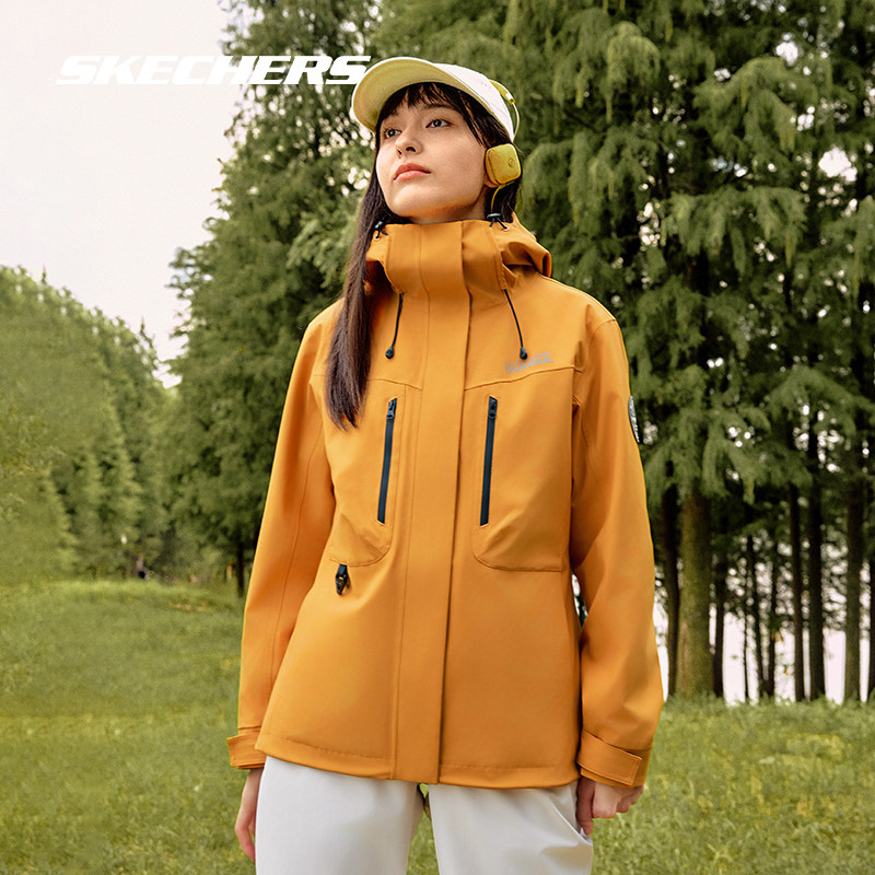 Skechers斯凯奇正品魔方冲锋衣秋冬外套女子三合一套装摇粒绒外套