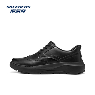 Skechers斯凯奇男鞋官网正品2025新款商务皮鞋通勤休闲鞋闪穿便捷