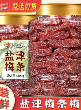 盐津梅条500g无核酸咸梅肉九制话梅条乌梅子蜜饯果脯即食小零食