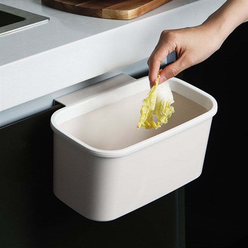 速发厨房橱柜门式可挂式小号垃圾桶家用无盒塑料收纳桌壁挂篓盖面