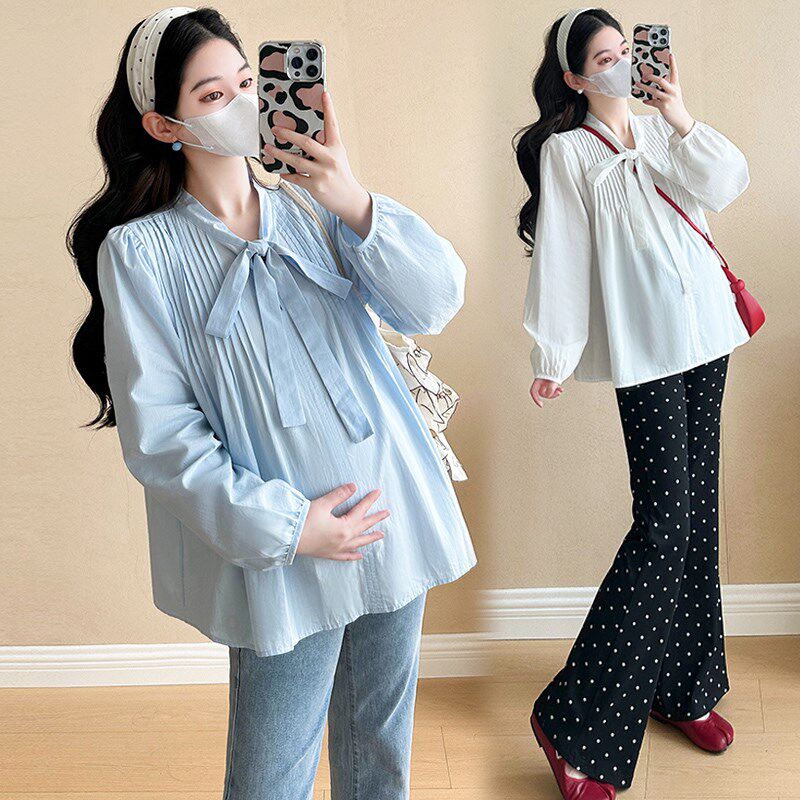 速发孕妇装春装新款娃娃衫宽松小个子春秋长袖上衣休闲上班怀孕期
