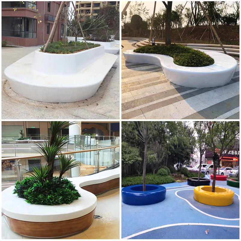 速发玻璃钢树池坐凳公园园林长凳景观休闲椅户外玻璃钢树池座椅