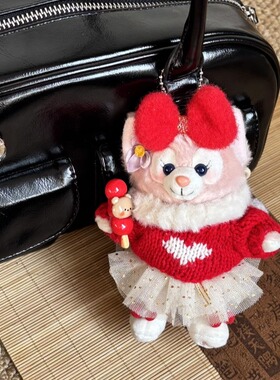 新年款红色毛衣爱心可爱站姿玲娜贝儿包包挂件女生钥匙扣装饰玩偶