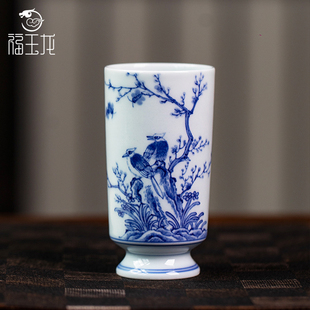 福玉龙景德镇青花主人杯手绘闻香杯个人专用高档功夫小茶杯品茗杯