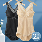 免穿文胸束腰无痕瘦束身衣 薄款 收腹连身塑身衣女带胸垫一体式 夏季