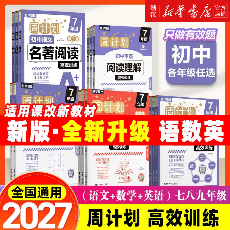 第2版新版周计划初中数学计算题高效训练七年级几何综合题代数综合题中考数学压轴题高效训练七八九年级初一二三数学华东理工