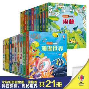 3岁宝宝撕不烂早教启蒙认知翻翻洞洞书动物 尤斯伯恩偷偷看里面系列全套21册0 3d立体书婴儿绘本故事书籍 家