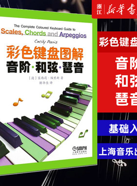 正版彩色键盘图解 音阶和弦与琶音 儿童钢琴初学入门音阶琶音基础练习曲教程书 上海音乐 大调音符学习七和弦琶音钢琴奏法技巧教材